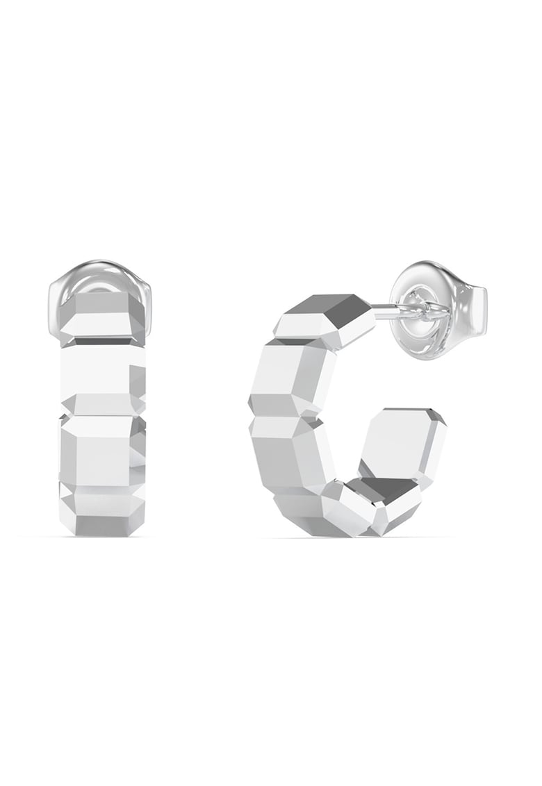 Cercei rotunzi mici cu logo discret - Argintiu