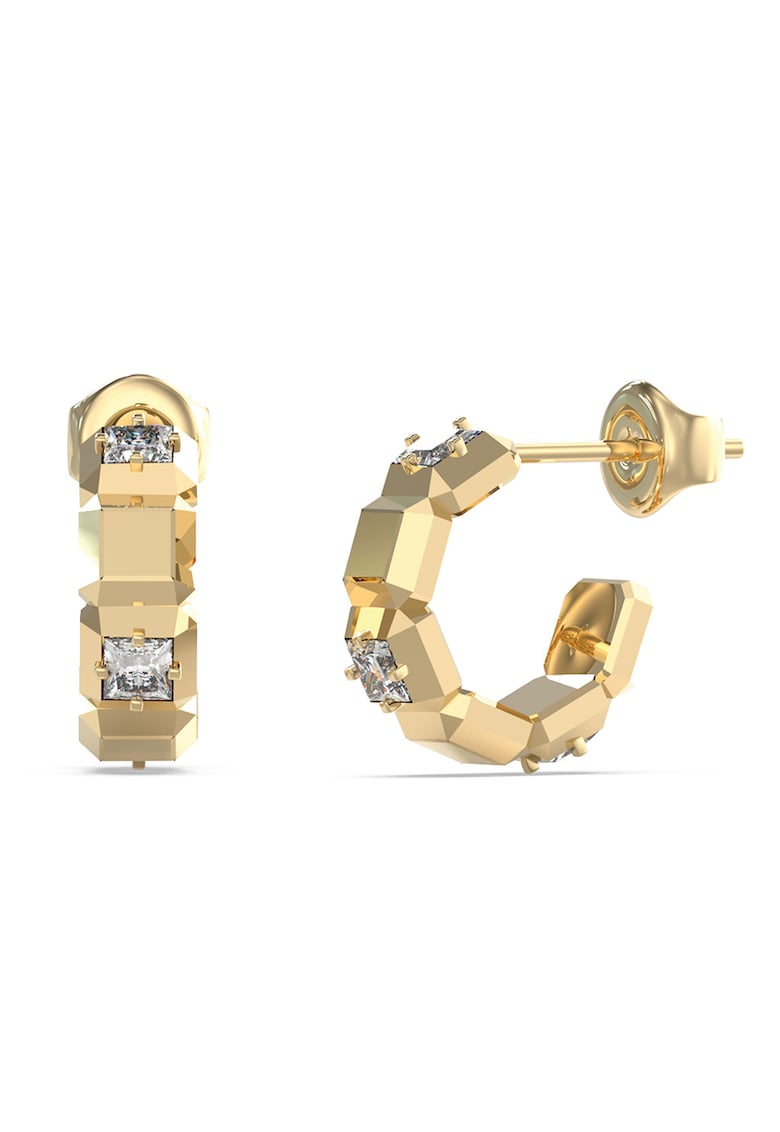 Cercei rotunzi mici cu cristale - Auriu