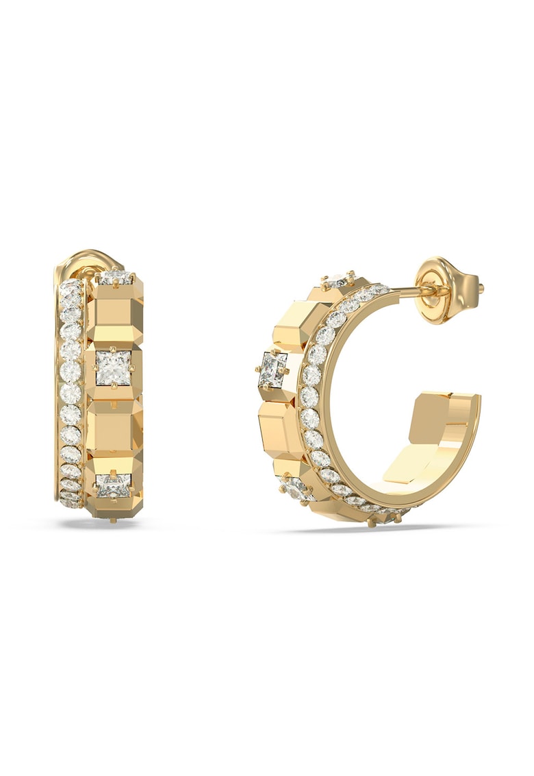 Cercei mici rotunzi cu cristale - Auriu