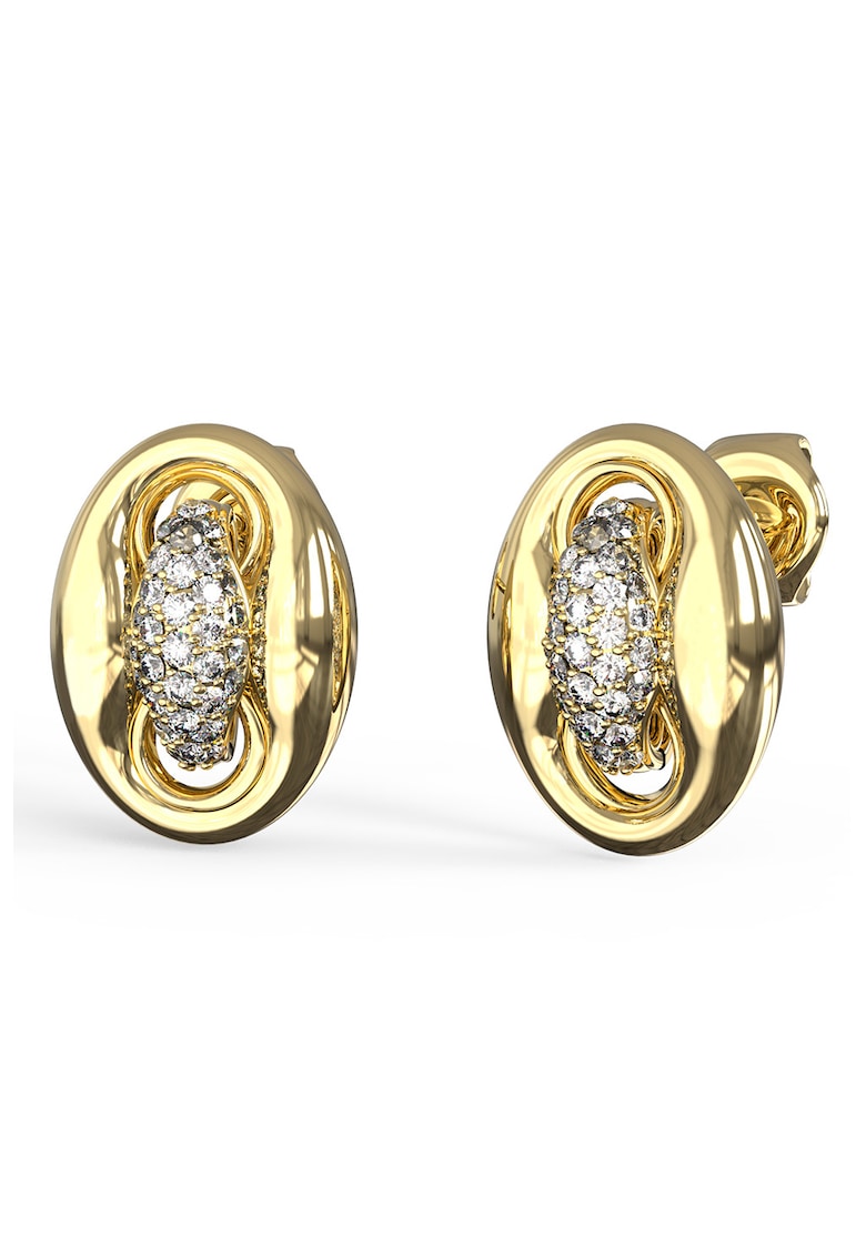 Cercei cu tija decorati cu cristale - Auriu