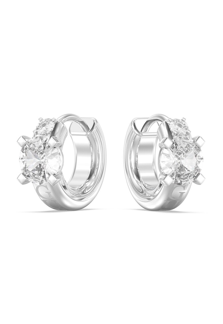 Cercei rotunzi cu cristale - Argintiu