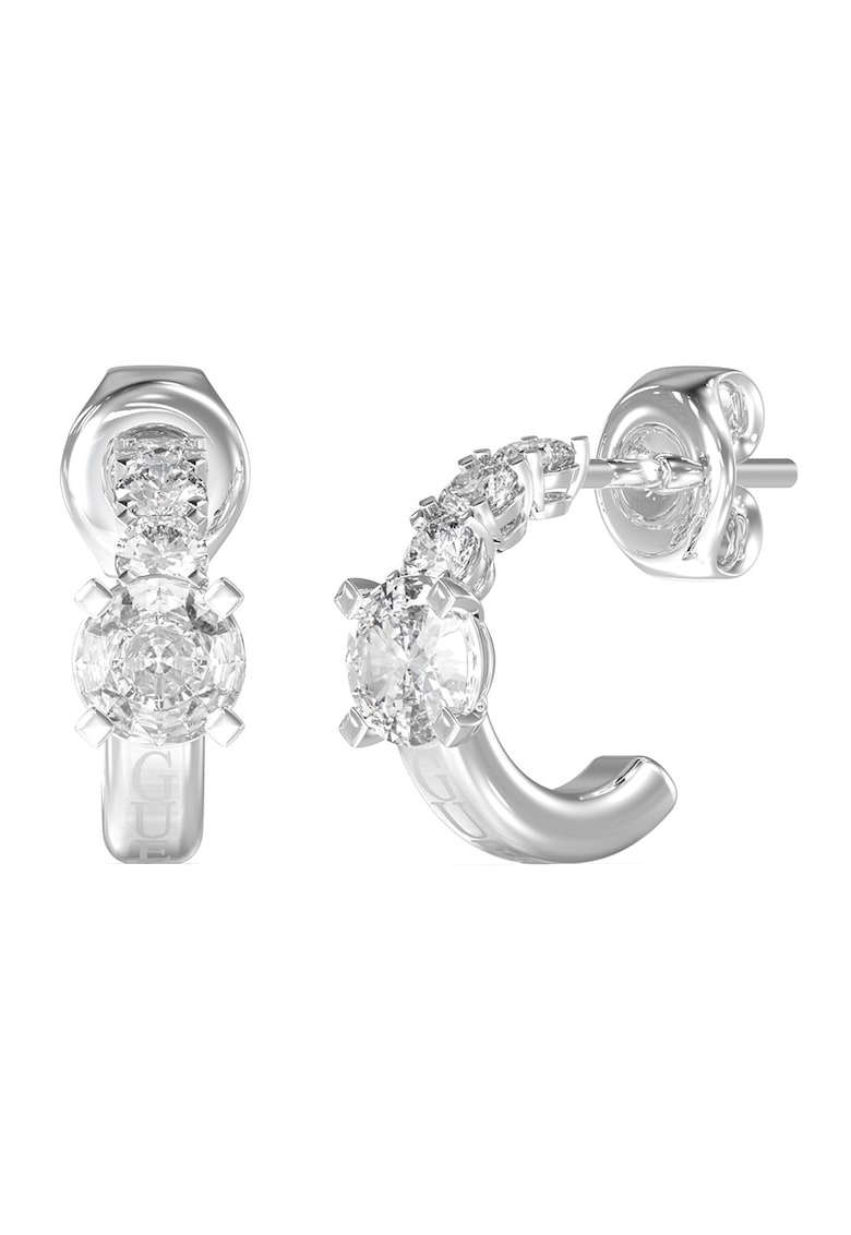 Cercei rotunzi cu cristale zirconia - Argintiu