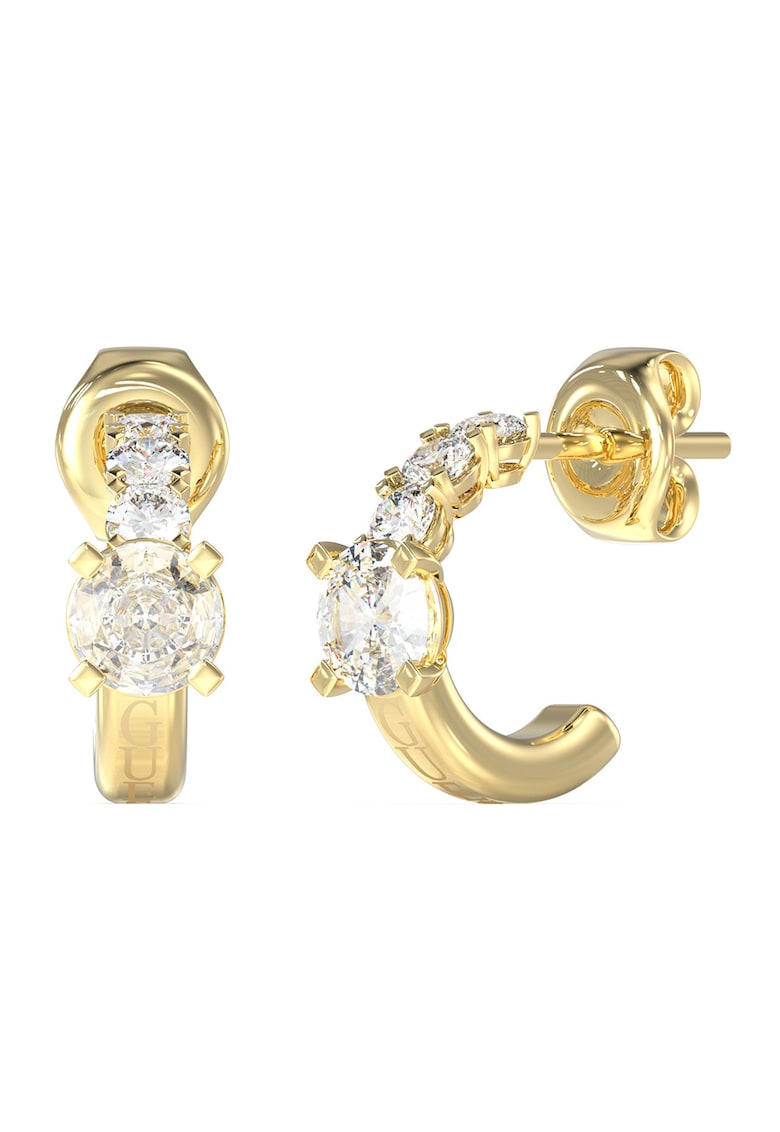 Cercei rotunzi cu cristale zirconia - Auriu