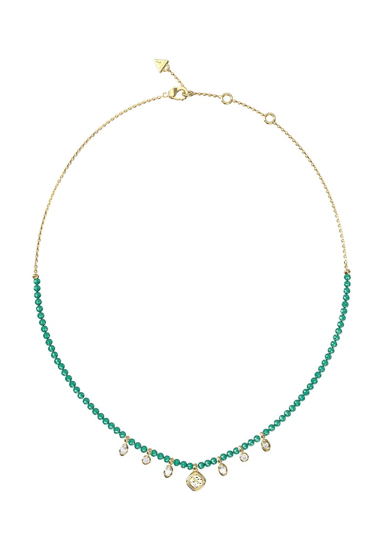 Colier cu pandantive cu cristale - Verde/Auriu