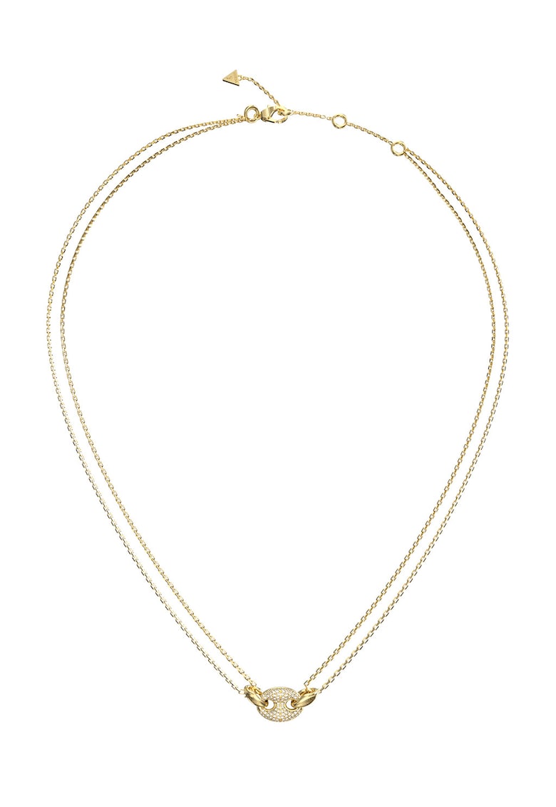 Colier cu siraguri duble si cristale - Auriu