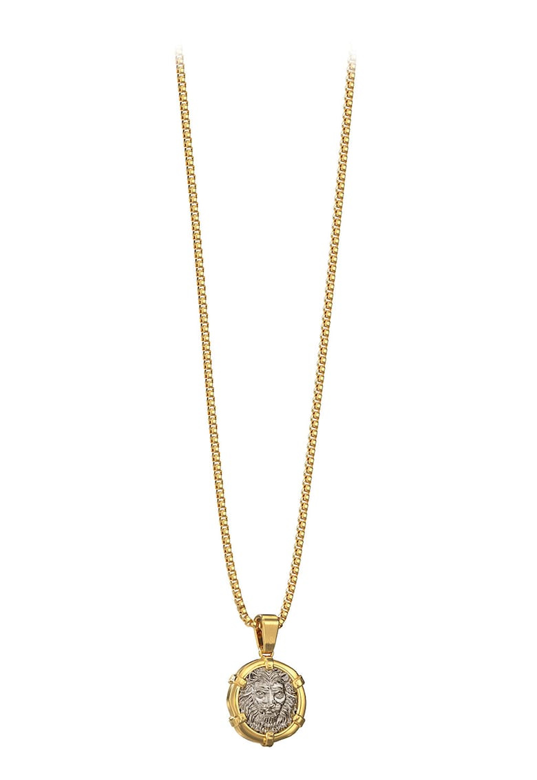 Colier din otel cu pandantiv leu - Auriu