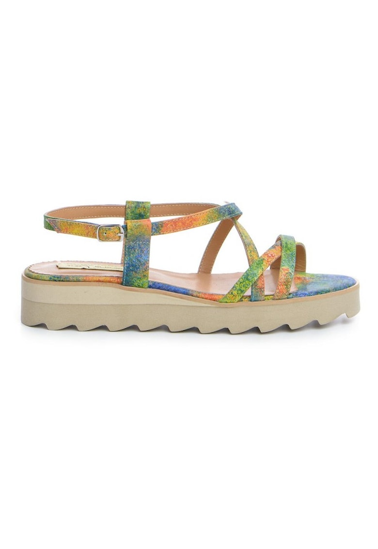 Sandale dama piele fara toc Multicolor Georgie