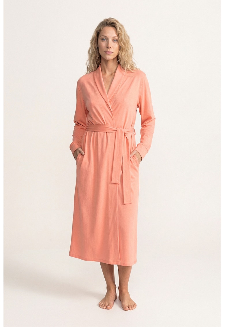 Halat din amestec de modal cu buzunare laterale Agatha - Roz somon