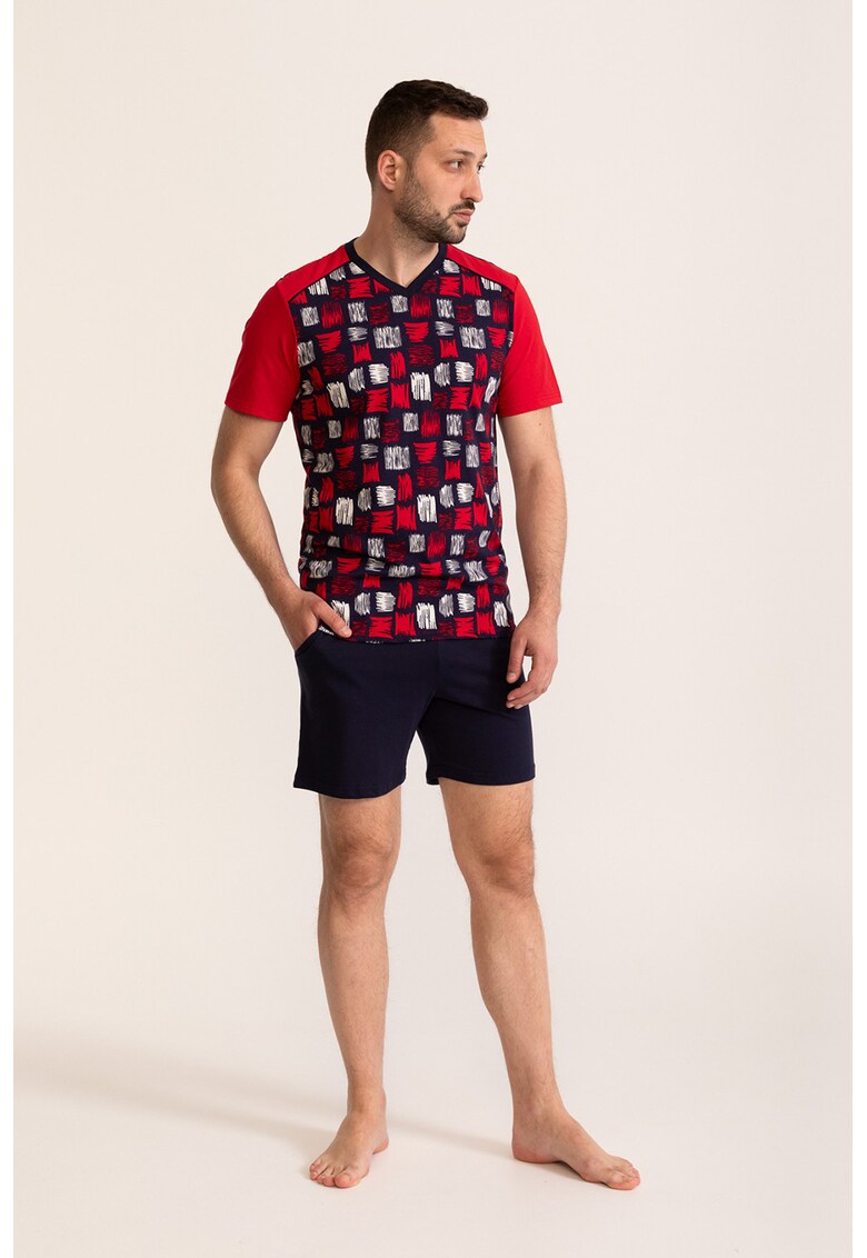 Pijama din bumbac Chester - Rosu