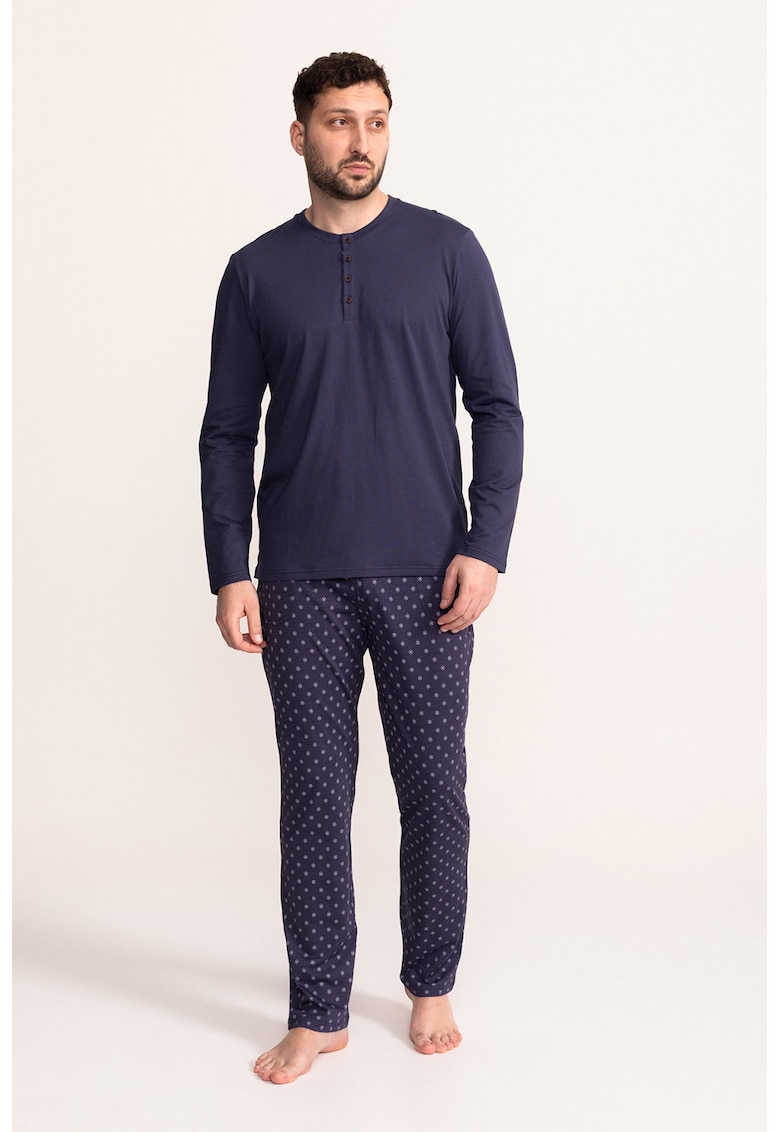 Pijama regular-fit din bumbac Claudiu - Bleumarin