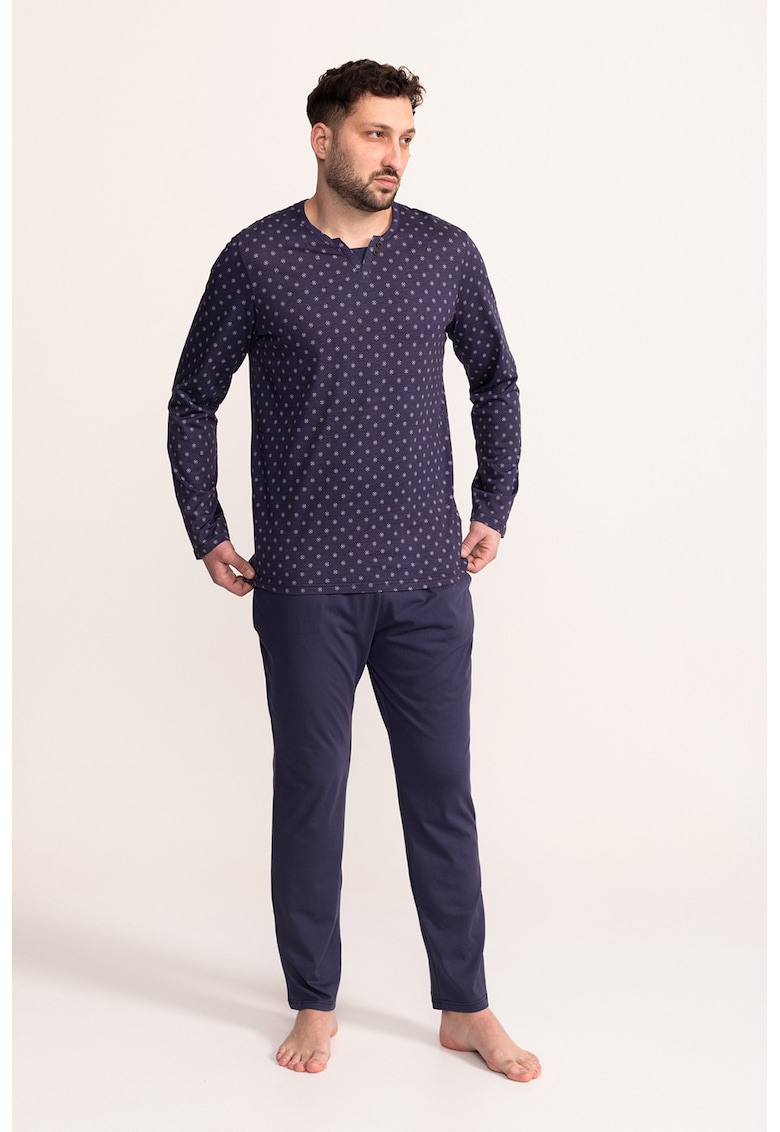 Pijama cu maneci lungi Oliver - Rosu/Bleumarin