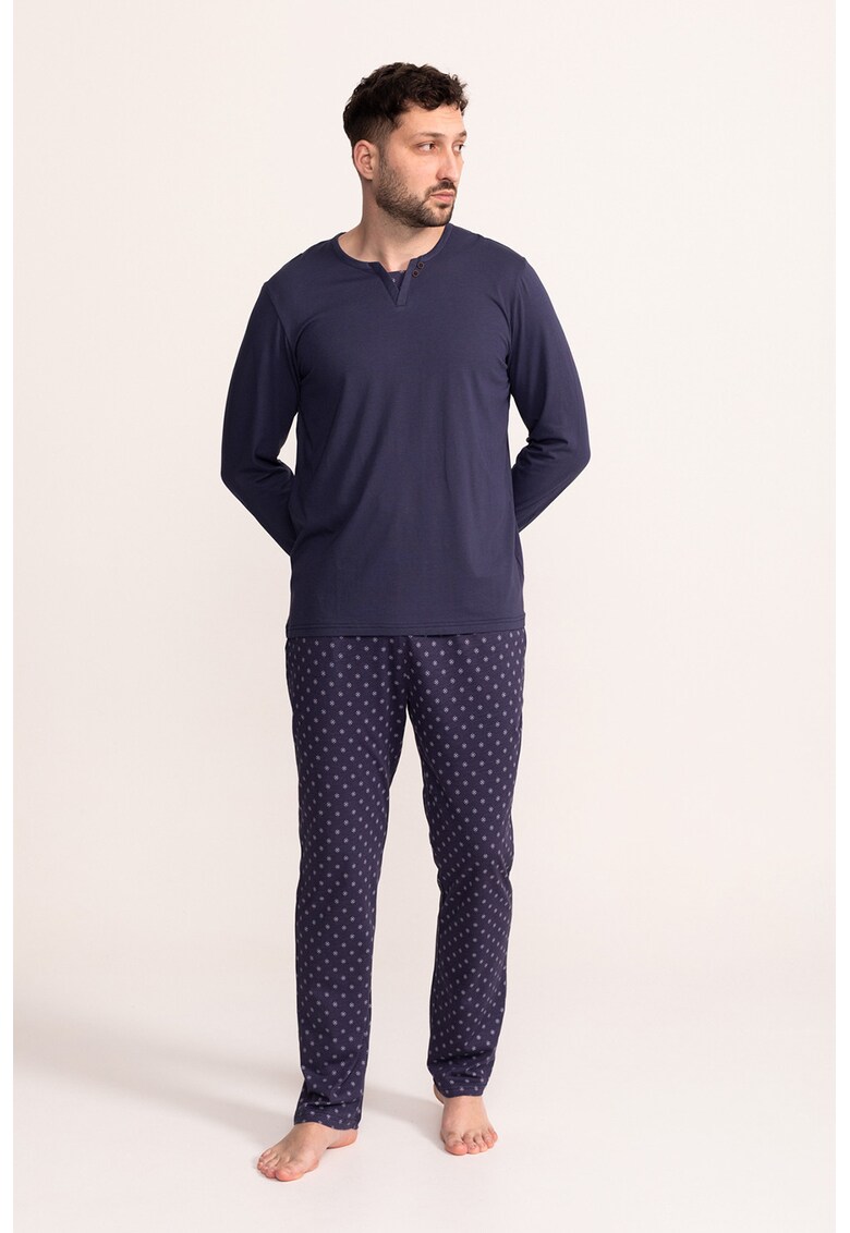 Pijama cu maneci lungi Oliver - Bleumarin