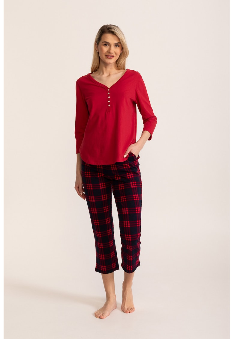 Pijama cu model floral Nella - Rosu