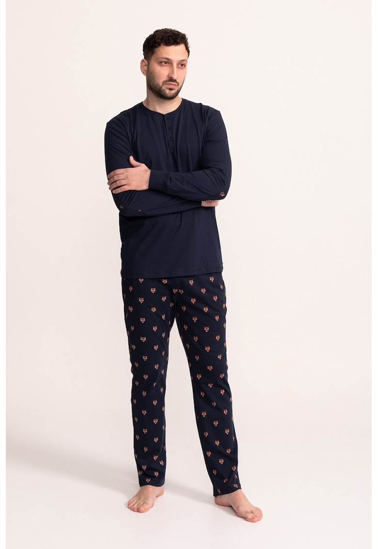 Pijama din bumbac cu fenta scurta cu nasturi Thor