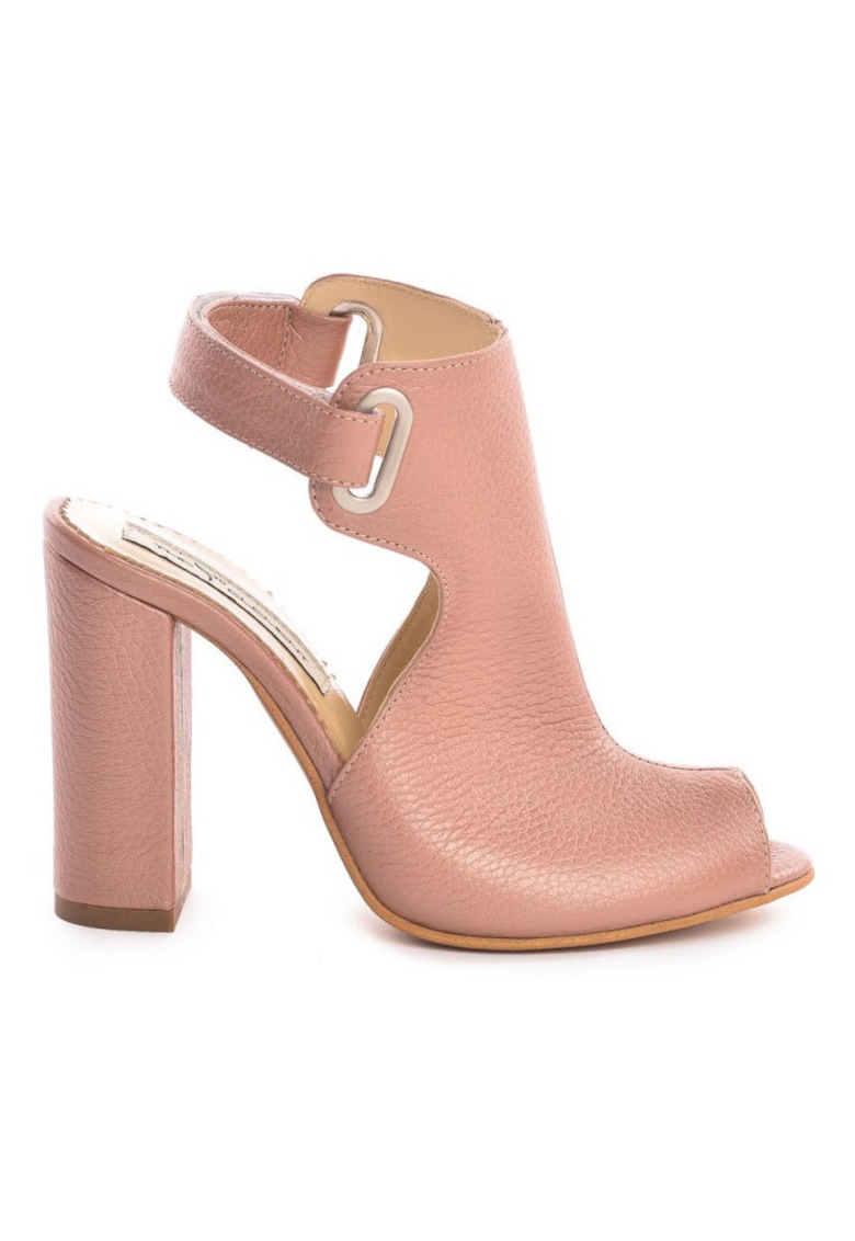 Sandale piele toc gros Single Strap Rose - Marimea