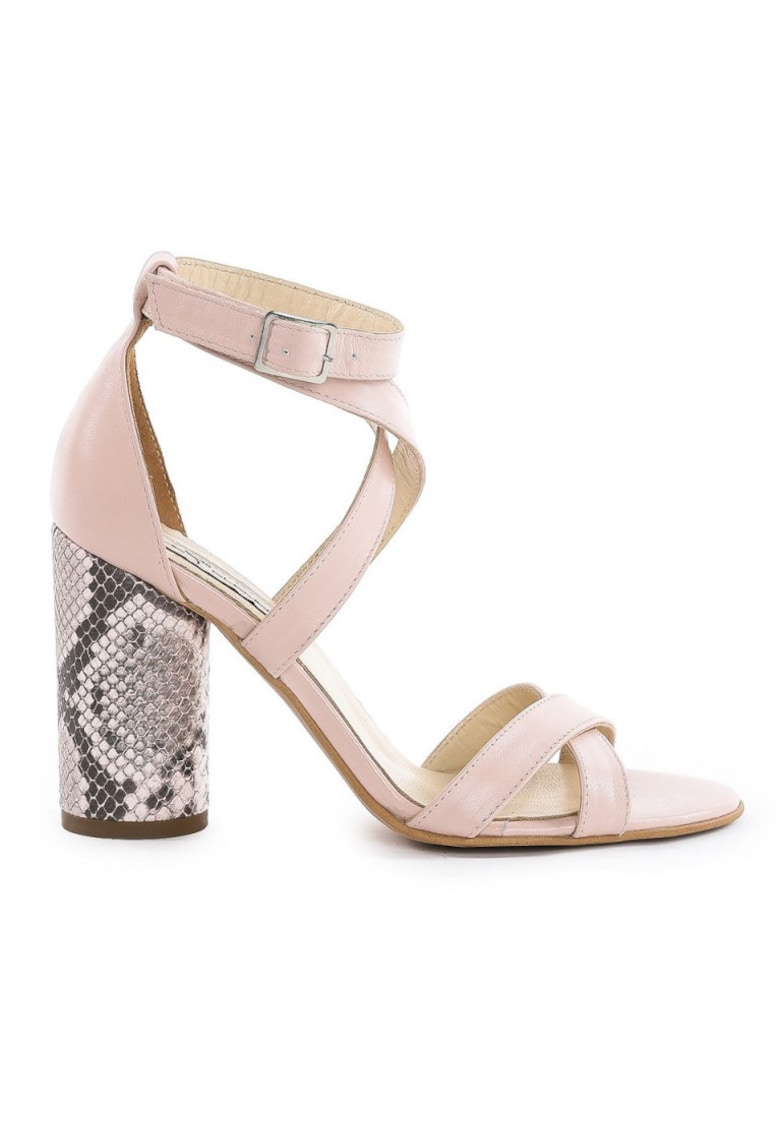 Sandale piele toc gros Rome Rose