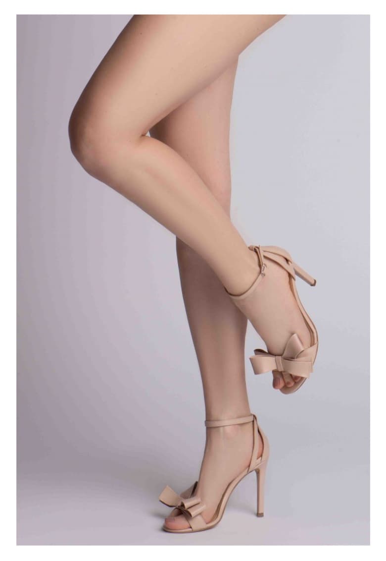 Sandale dama Piele Naturala Bej Bow