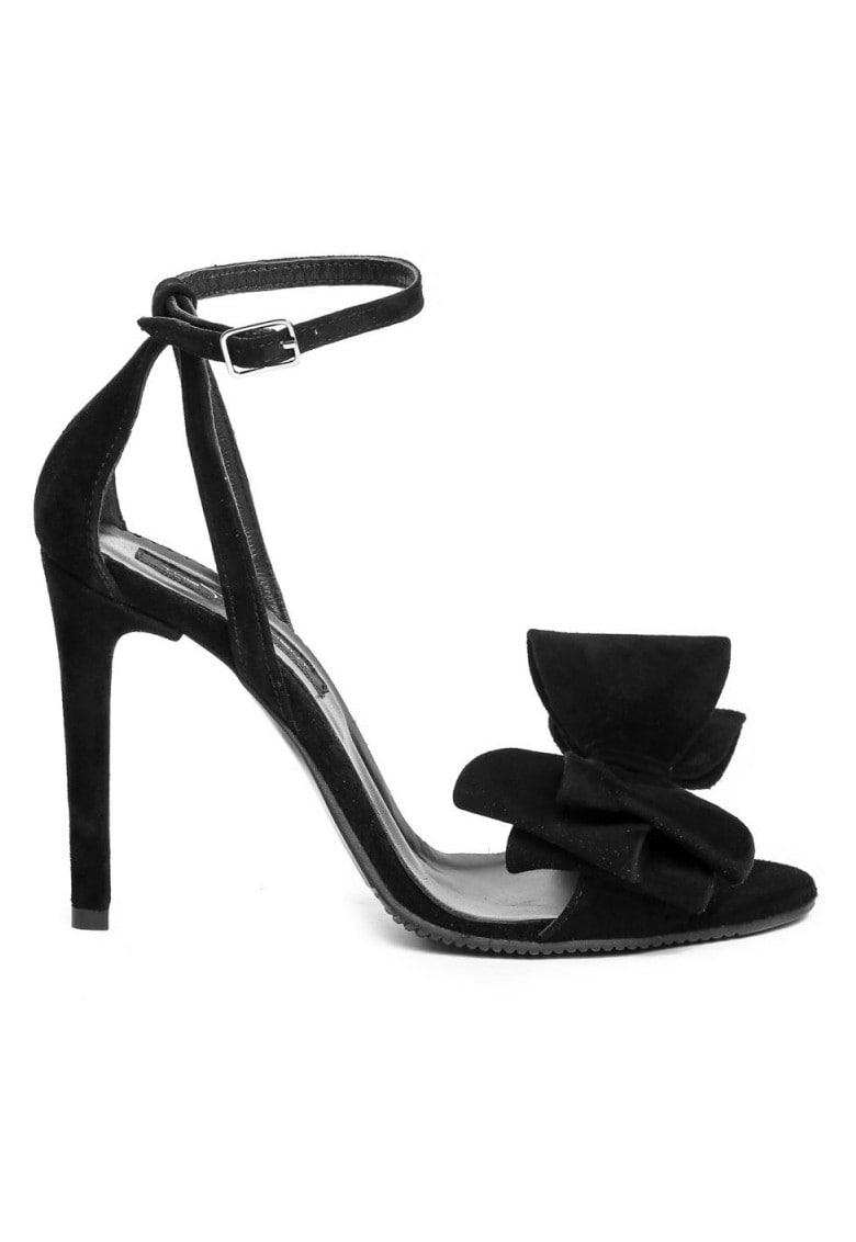 Sandale dama piele naturala Negru cu funda Simple