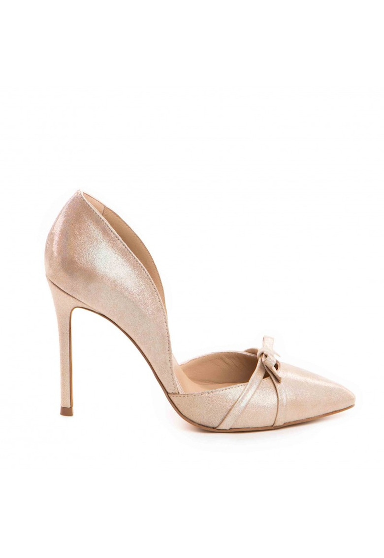 Pantofi stiletto piele naturala Bej Sidefat Tessa