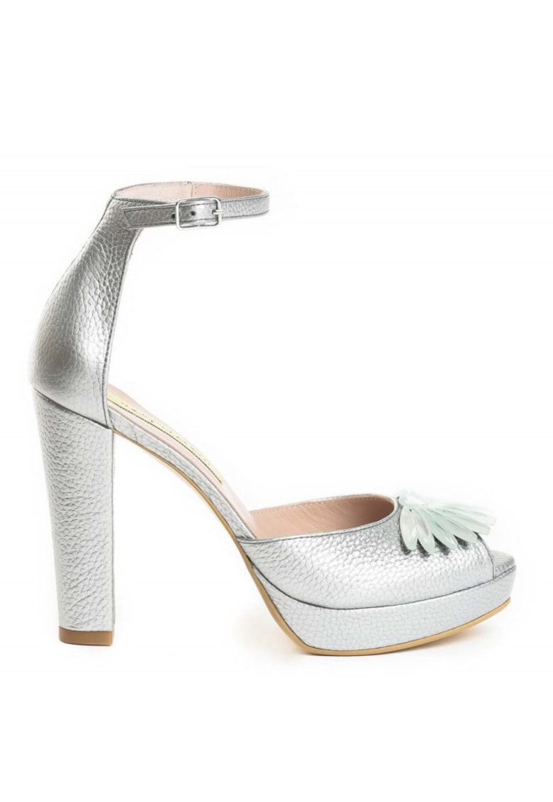 Sandale mireasa piele naturala Argintiu The 70's