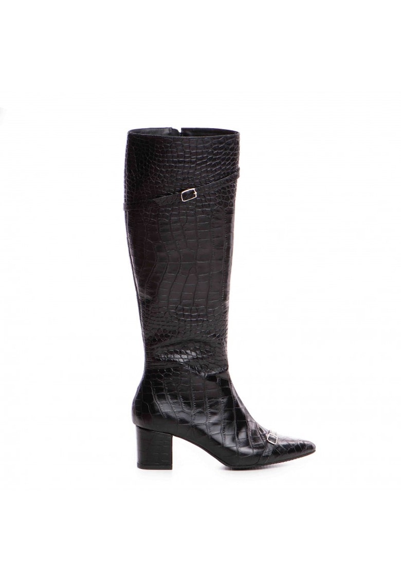 Cizme Dama Piele Naturala Negru Print Melina