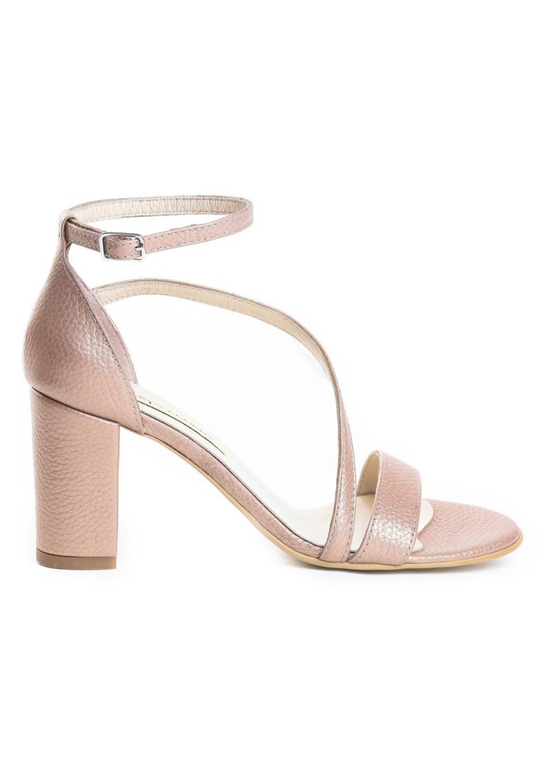 Sandale piele toc gros PEACH Evening