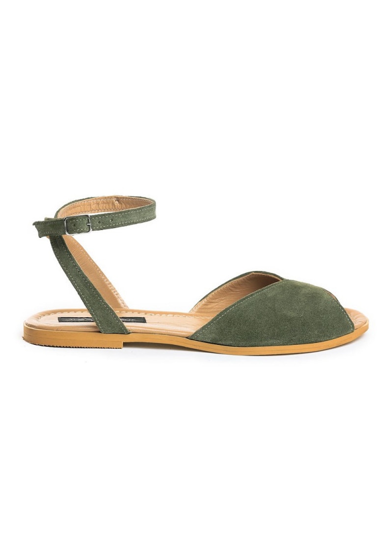 Sandale dama piele fara toc Khaki Nomad