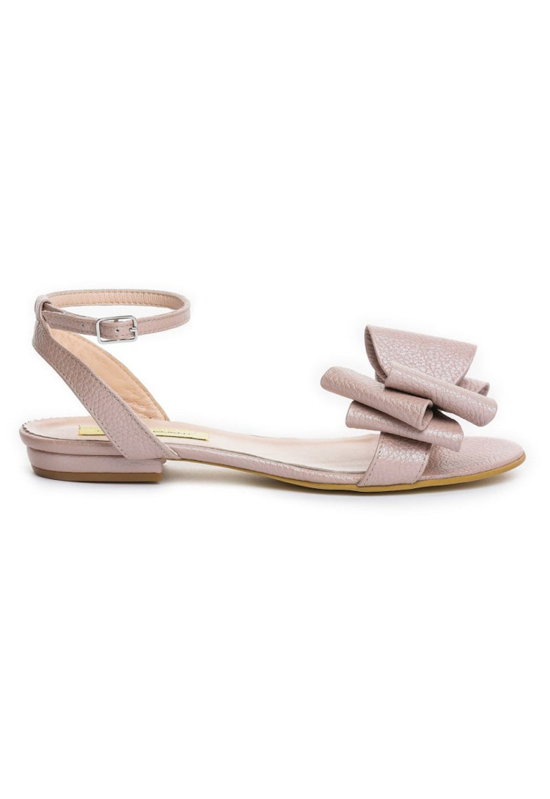 Sandale dama piele fara toc Rose Cu funda Lia