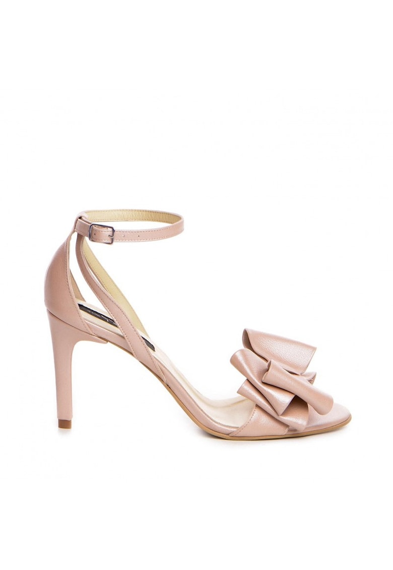 Sandale mireasa piele naturala Rose cu funda