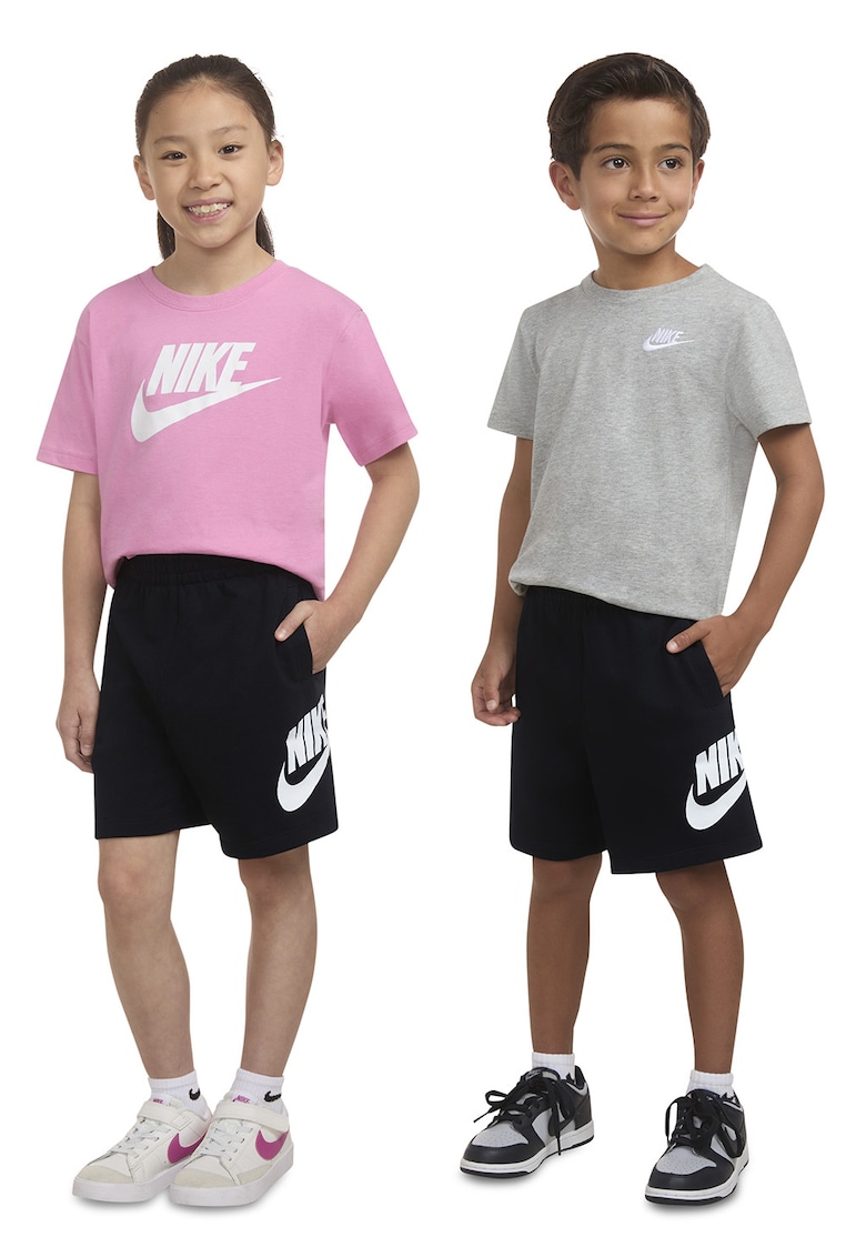 Pantaloni scurti cu imprimeu logo NSW CLUB FT HBR - Negru/Alb optic