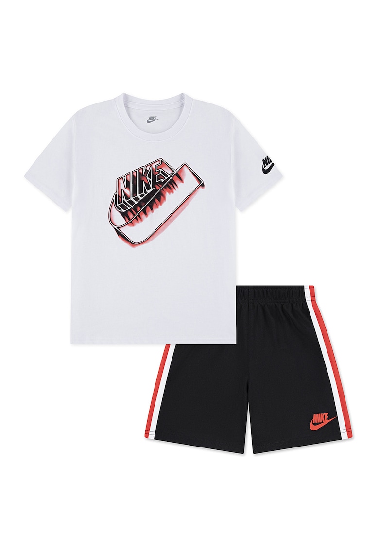 Set de tricou si pantaloni scurti - 2 piese - Rosu/Negru/Alb optic
