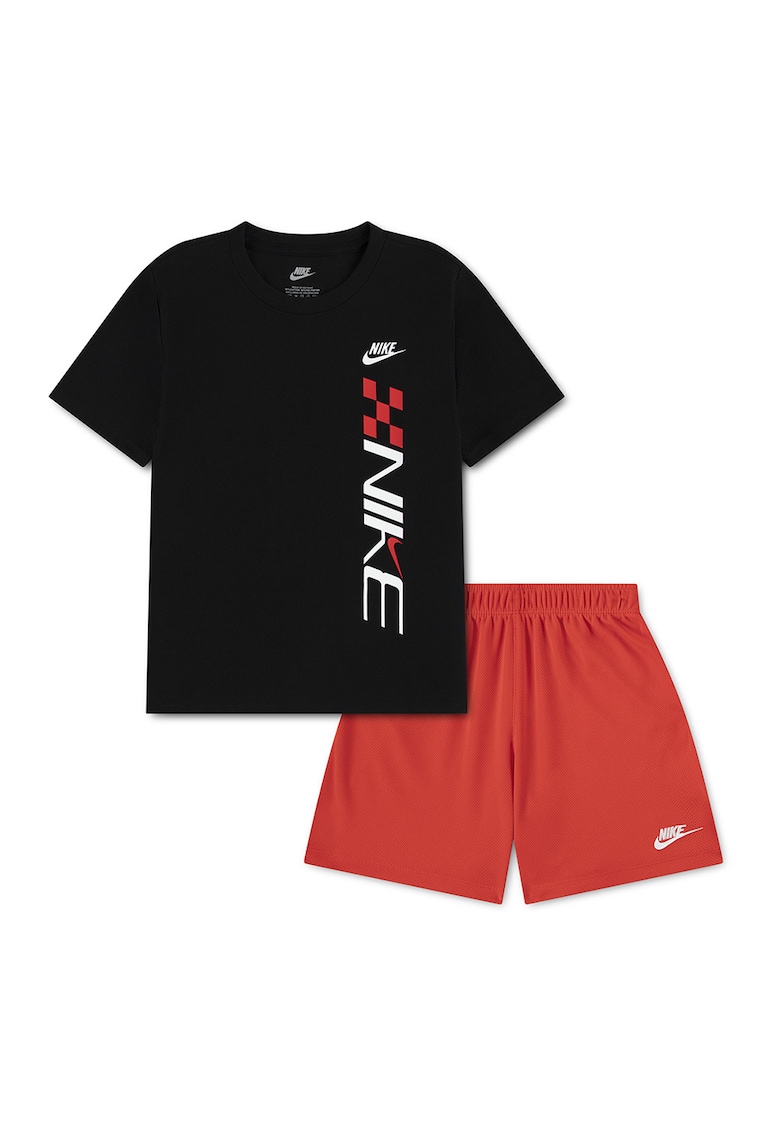 Set de tricou si pantaloni scurti - 2 piese - Rosu/Negru/Alb optic