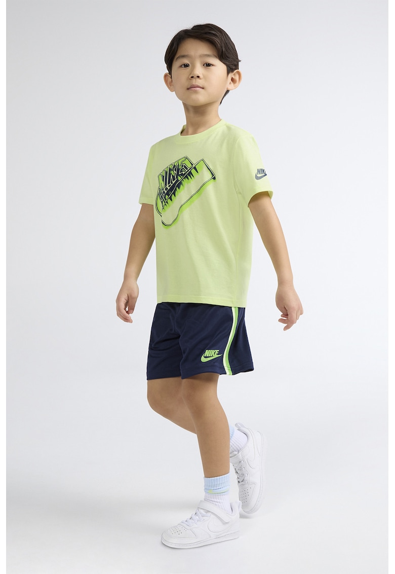 Set de tricou si pantaloni scurti - 2 piese - Albastru inchis/Verde fistic