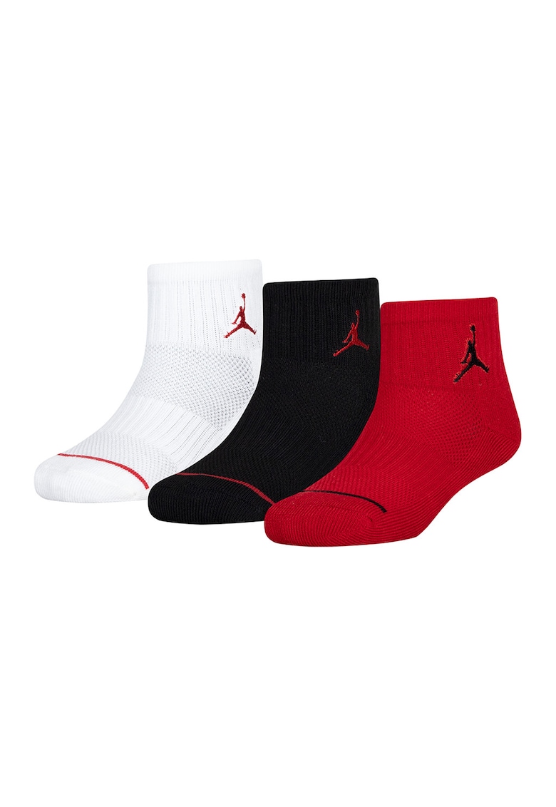 Set de sosete scurte - pentru baschet Jordan - 3 perechi - Rosu/Negru stins/Alb optic