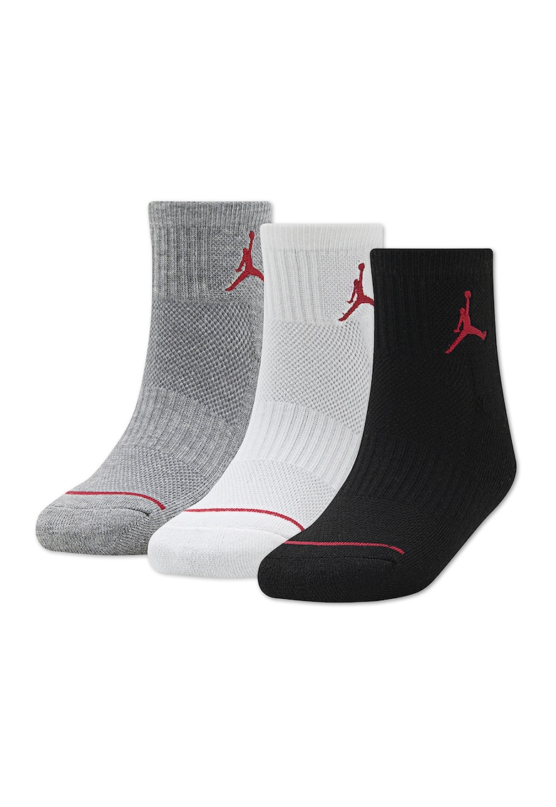 Set de sosete scurte - pentru baschet Jordan - 3 perechi - Negru/Gri deschis melange