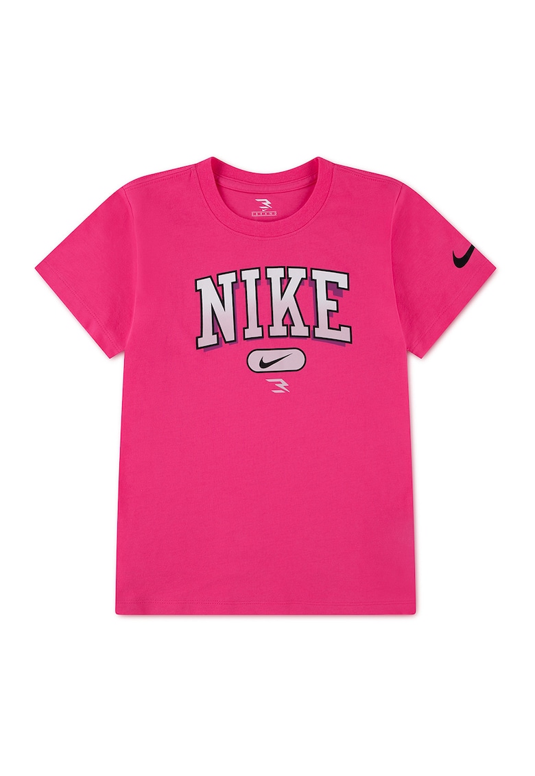 Tricou cu imprimeu logo - Negru/Roz aprins