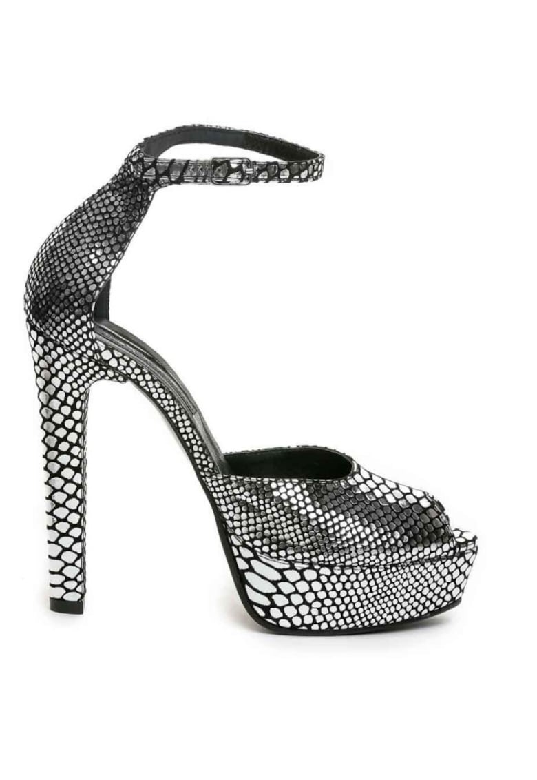 Sandale cu platforma piele naturala The 70's Sandals Argintiu