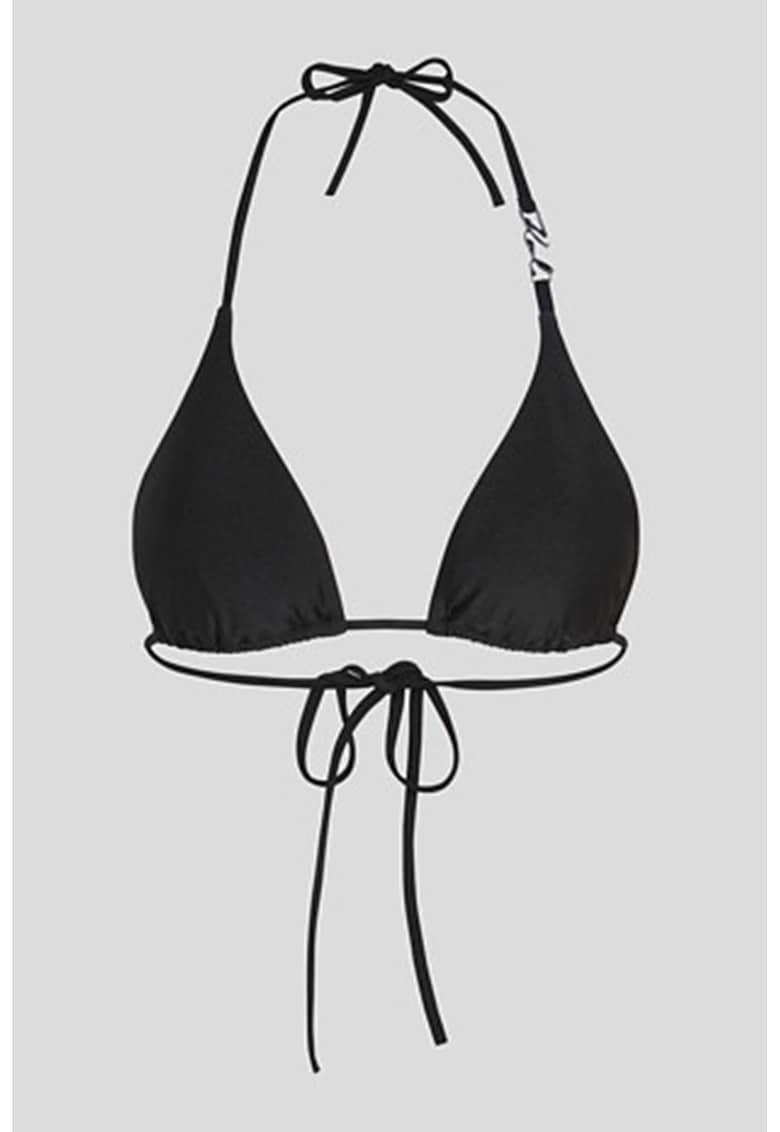 Sutien cu cupe triunghiulare si model uni - Negru