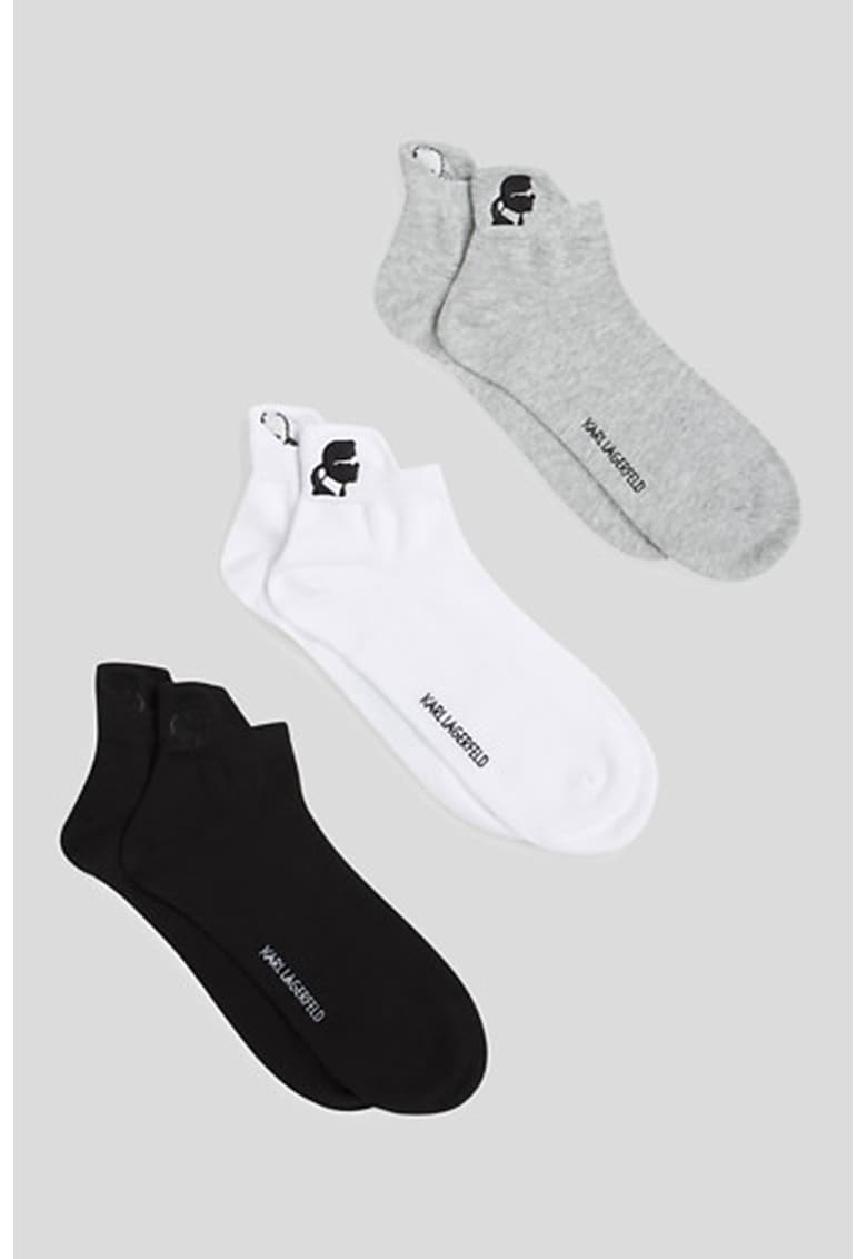Set de sosete pana la glezna - 3 perechi - Alb/Negru/Gri melange