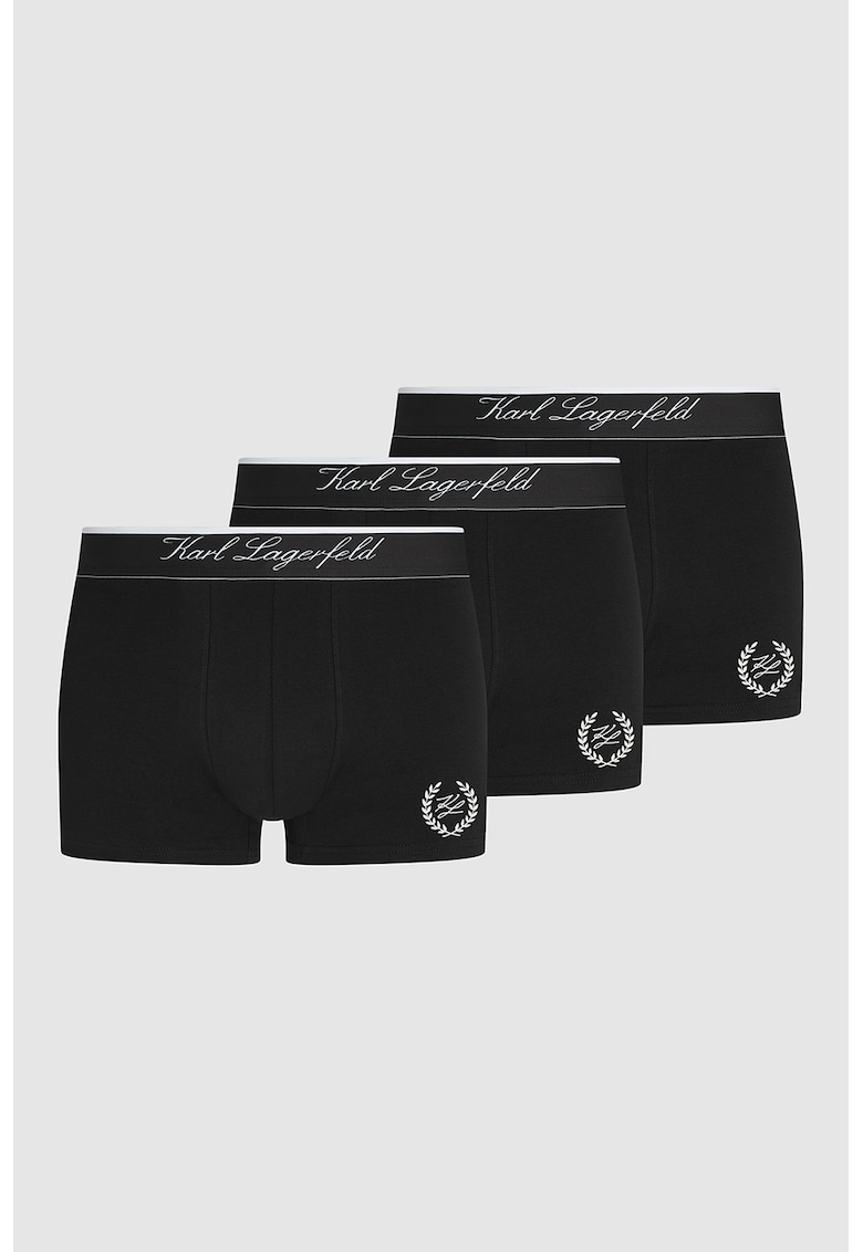 Set de boxeri cu imprimeu logo - 3 perechi - Negru