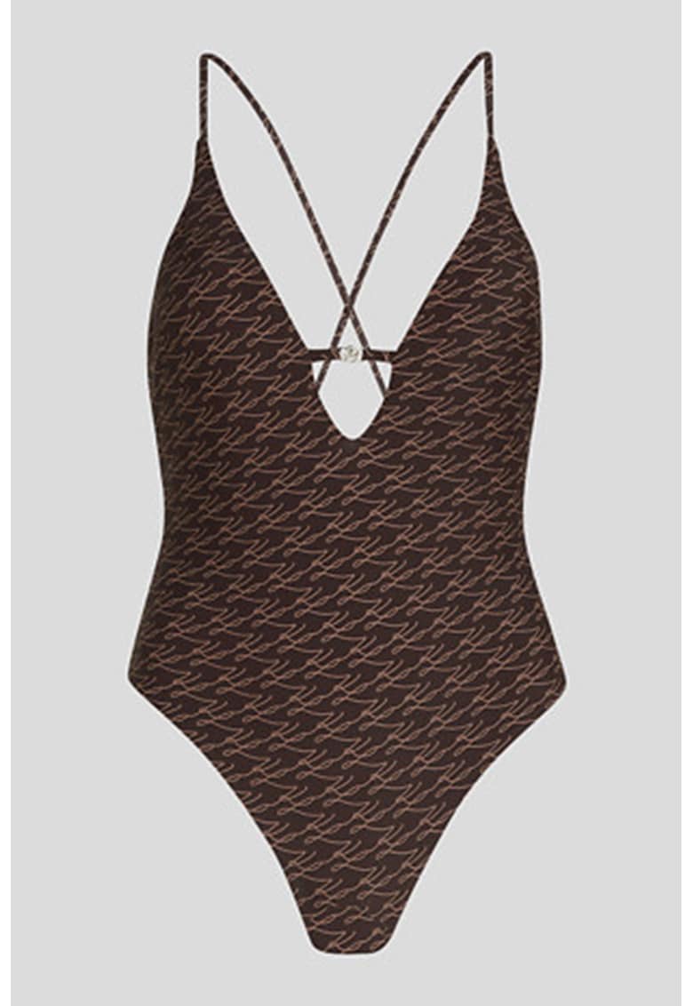 Costum de baie intreg cu model - Maro inchis