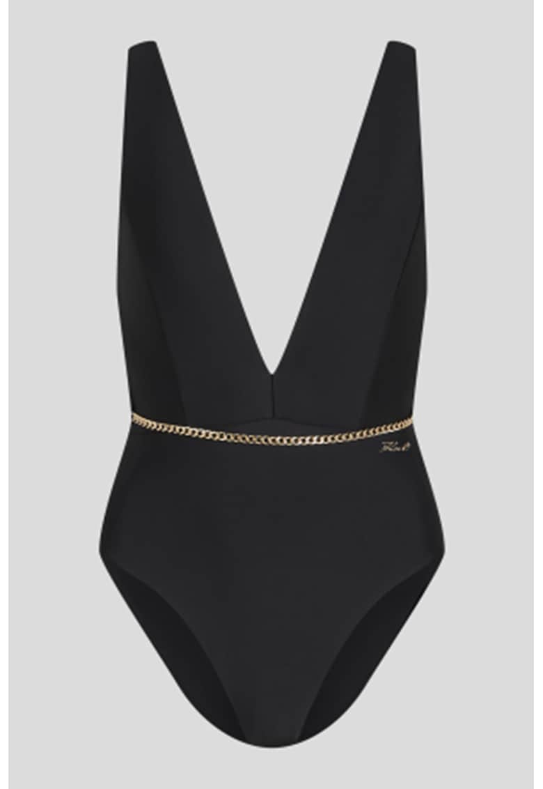 Costum de baie intreg cu decolteu adanc in V - Negru