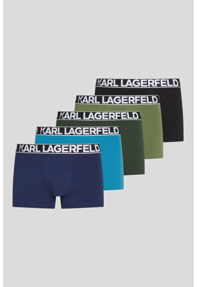 Set de boxeri din amestec de bumbac organic - 5 perechi - Verde/Negru/Bleumarin