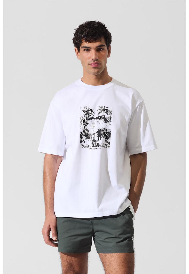 Tricou din bumbac organic cu imprimeu - Alb/Negru