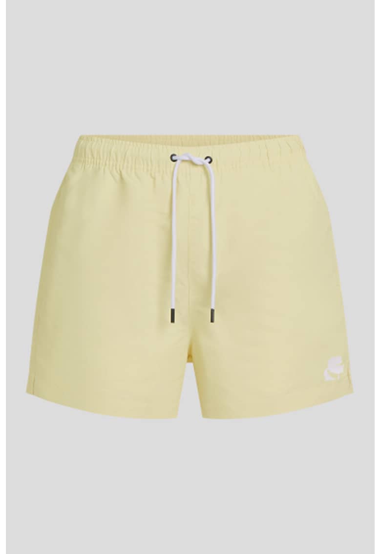 Pantaloni scurti de baie cu imprimeu logo - Galben pai