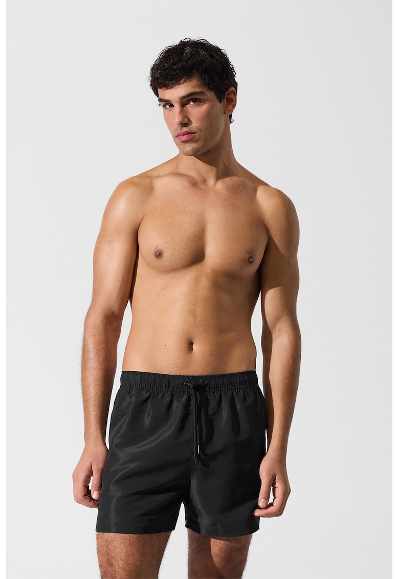 Pantaloni scurti de baie cu imprimeu logo - Negru