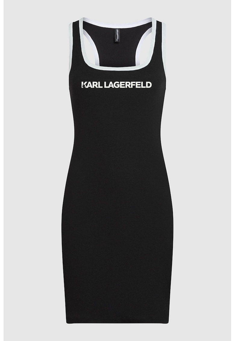 Rochie din amestec de bumbac organic cu decolteu racerback pentru plaja - Negru