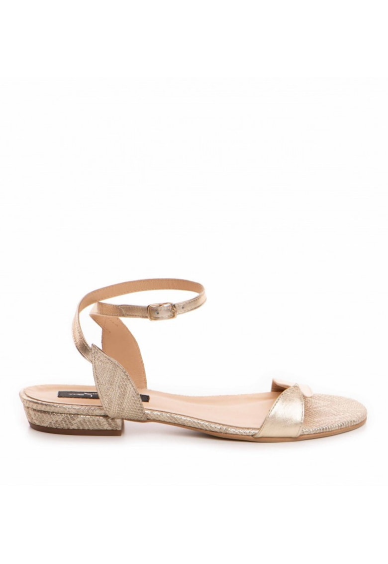 Sandale dama piele fara toc Auriu Tulip