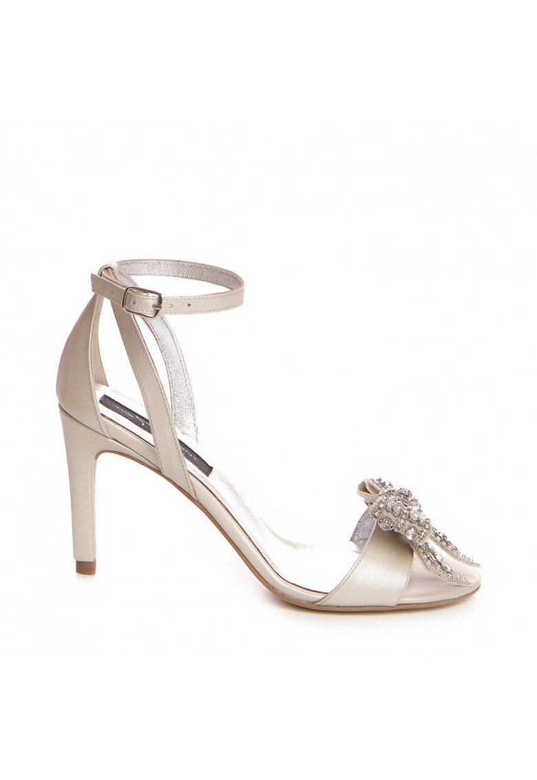 Sandale mireasa piele naturala Ivoire cu funda - Marimea