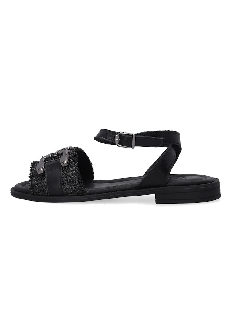 Sandale din piele cu detalii impletite si metalice
